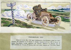 Das Paris-Berlin-Rennen im Jahr 1901, Zeichnung von Ernest Montaut (1878-1909) von Ernest Montaut