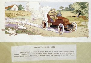 Das Paris - Toulouse Rennen im Jahr 1900, Zeichnung von Ernest Montaut (1878-1909) von Ernest Montaut