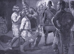 Ceowulf, König von Northumbria, wird gewaltsam geschoren, 731 n. Chr. von Ernest Prater