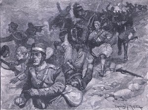 Flucht der Griechen bei Larissa, Illustration aus Cassells Geschichte Englands, 1900er Jahre