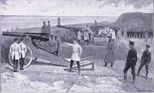 Die Belagerung von Port Arthur. In einem der Häfen, die den russischen Hafen bewachen, Illustration aus Cassells Geschichte des Russisch-Japanischen Krieges Band 1, ca. 1900 von Ernest Prater