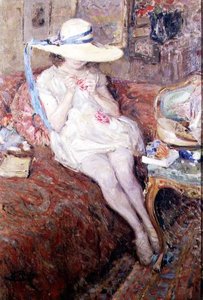 Junges Mädchen mit Strohhut von Ernest Rocher