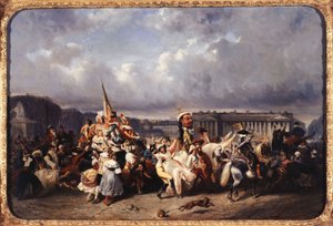 Karneval am Place de la Concorde, heutiges 8. Arrondissement, zwischen 1840 und 1845 von Ernest Seigneurgens