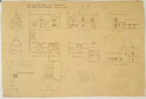 Paar Cottages in Kelmscott für Miss May Morris, ca. 1915 von Ernest William Gimson