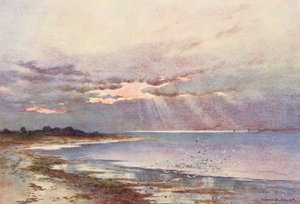 Fluss Themse: Blick nach Süden zum Nore (Farblithografie) von Ernest William Haslehust