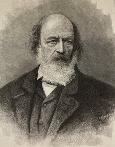 Porträt von Alfred Tennyson, britischer Dichter, Gravur von Ernesto Mancastroppa nach einem Foto von Barraud, aus L