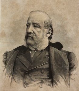 Porträt von Gerolamo Induno, italienischer Maler, Gravur von Ernesto Mancastropa nach einem Foto von Guigoni und Bossi, aus L