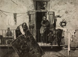 Sankt Michael, Ausstellung der Schönen Künste in Venedig, Italien, Gravur von Ernesto Mancastroppa nach einem Gemälde von Gerolamo Induno, aus L