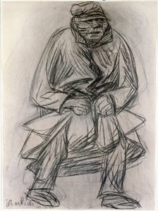 Figur eines Bettlers. Zeichnung von Ernst Barlach (1870-1938) New York Museum of Modern Art