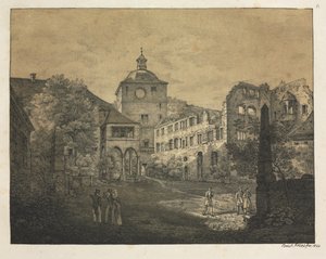 Sechs Ansichten des Heidelberger Schlosses: Schlossterrasse