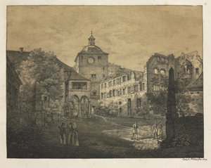 Sechs Ansichten des Heidelberger Schlosses: Schlossterrasse, 1820