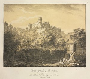 Sechs Ansichten des Heidelberger Schlosses: Ostwärts, 1820 von Ernst Fries