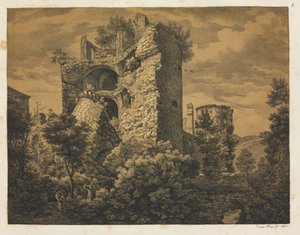 Sechs Ansichten des Heidelberger Schlosses: Turm