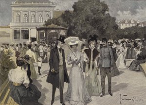Vor dem Musikpavillon in Franzensbad von Ernst Heilemann