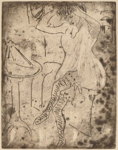 Dodo richtet ihr Haar, 1909 von Ernst Ludwig Kirchner