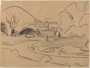 Fußwege und Pavillon im Dresdner Großen Garten, ca. 1909 von Ernst Ludwig Kirchner