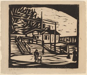 Schuppen am Ufer der Elbe von Ernst Ludwig Kirchner