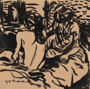 Zwei Nackte auf einem Bett Isabella und ein jüngeres Mädchen von Ernst Ludwig Kirchner