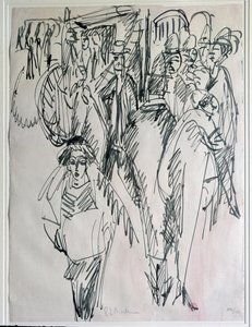 Eine Straße in Berlin, Deutschland (Zeichnung) von Ernst Ludwig Kirchner
