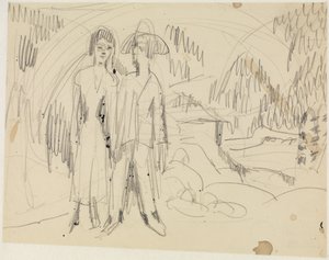 Bauernpaar vor Berglandschaft von Ernst Ludwig Kirchner