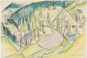 Berglandschaft mit Tannen von Ernst Ludwig Kirchner