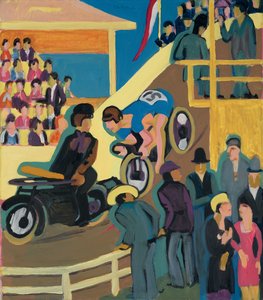 Radrennen mit Motorvorspann von Ernst Ludwig Kirchner