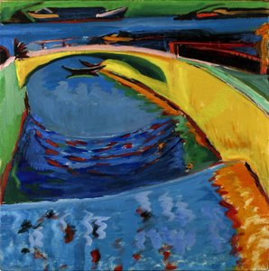 Brücke an der Mündung des Flusses Prießnitz, um 1910 von Ernst Ludwig Kirchner