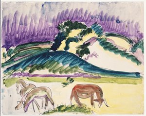 Kühe auf der Weide bei den Dünen, 1913 von Ernst Ludwig Kirchner