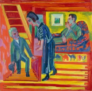Der Besuch - Paar und Neuling von Ernst Ludwig Kirchner