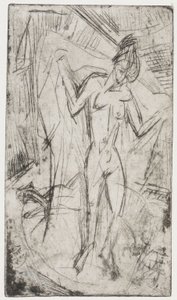 Der Tanz zwischen den Frauen/Badende mit Katze von Ernst Ludwig Kirchner