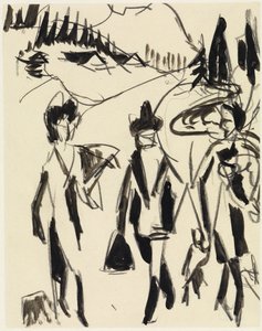 Drei Spaziergänger in einer Gebirgslandschaft von Ernst Ludwig Kirchner