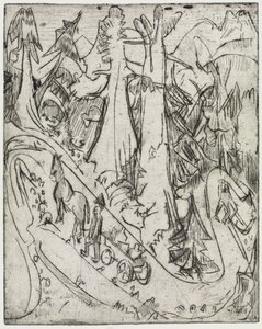Eintreiben von Ziegen/Milchwagen auf dem Bergweg von Ernst Ludwig Kirchner