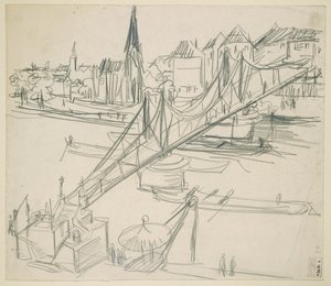 "Eiserner Steg" in Frankfurt am Main mit Blick auf Sachsenhausen von Ernst Ludwig Kirchner