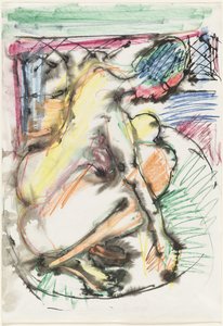 Erna badet in einer Wanne von Ernst Ludwig Kirchner