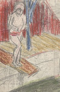 Figur auf Sprungbrett