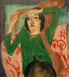 Frau in grüner Jacke