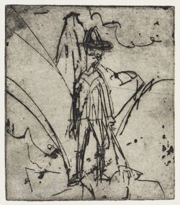 Hirt vor dem Berg/Haus mit Ziegen - Stafelalp von Ernst Ludwig Kirchner