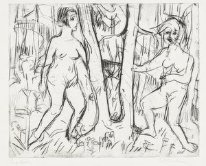 Im Walde spielende Mädchen von Ernst Ludwig Kirchner