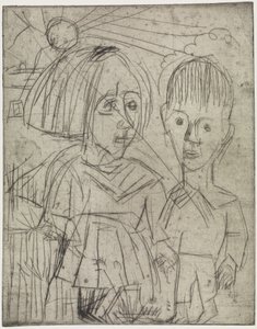 Kinder bei Sonnenuntergang/Menschen auf dem Berge von Ernst Ludwig Kirchner