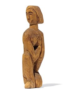 Kniende, nach links gewandter Kopf, rechte Hand auf der linken Brust von Ernst Ludwig Kirchner
