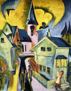 Königstein mit roter Kirche von Ernst Ludwig Kirchner