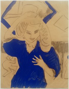 Mädchen in blauem Kleid