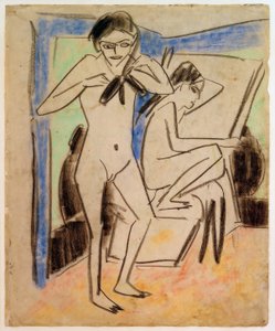 Ohne Titel (Fränzi und Marcella im Atelier) von Ernst Ludwig Kirchner