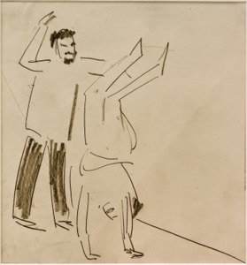 Ohne Titel (Mann mit Mädchen im Handstand) von Ernst Ludwig Kirchner