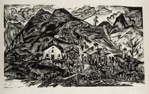 Stafelalp, Gesamtansicht - Alpaufzug von Ernst Ludwig Kirchner