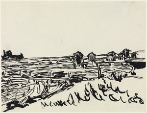 Strand mit Badekarren von Ernst Ludwig Kirchner