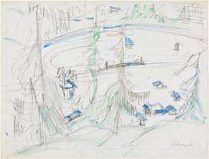 Talkessel mit Häusern und Bahnlinie von Ernst Ludwig Kirchner