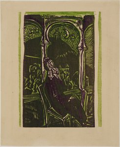 Träumender Mann - Botho Graef auf seinem Balkon sitzend, Jena von Ernst Ludwig Kirchner