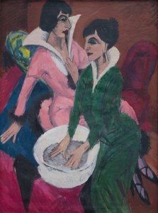 Zwei Frauen mit einem Waschbecken; Die Schwestern von Ernst Ludwig Kirchner