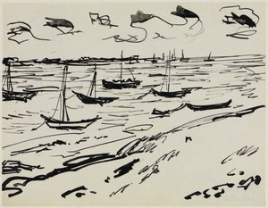Verankerte Fischerboote (Fehmarn) von Ernst Ludwig Kirchner